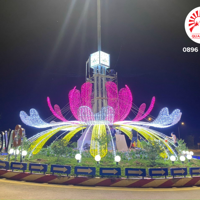 Sản xuất hoa đèn trang trí đảo giao thông Thành phố Cao Bằng